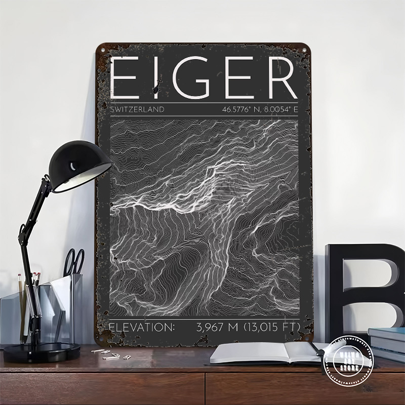 Eiger Mountain Topographic Con - مراجعة Custom Map Poster وسعره