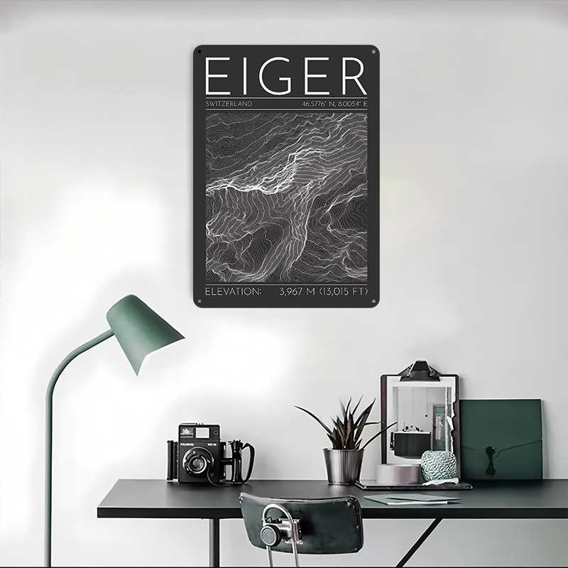 Eiger Mountain Topographic Con - مراجعة Custom Map Poster وسعره