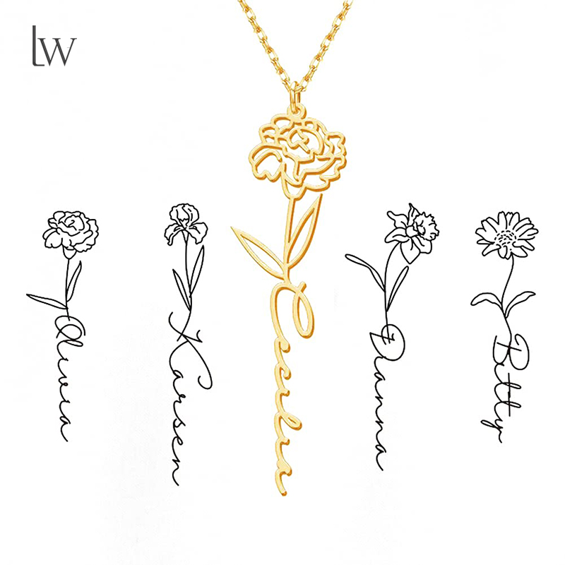 Personalized Birth Flower Name - مراجعة Birth Flower Necklace وسعره