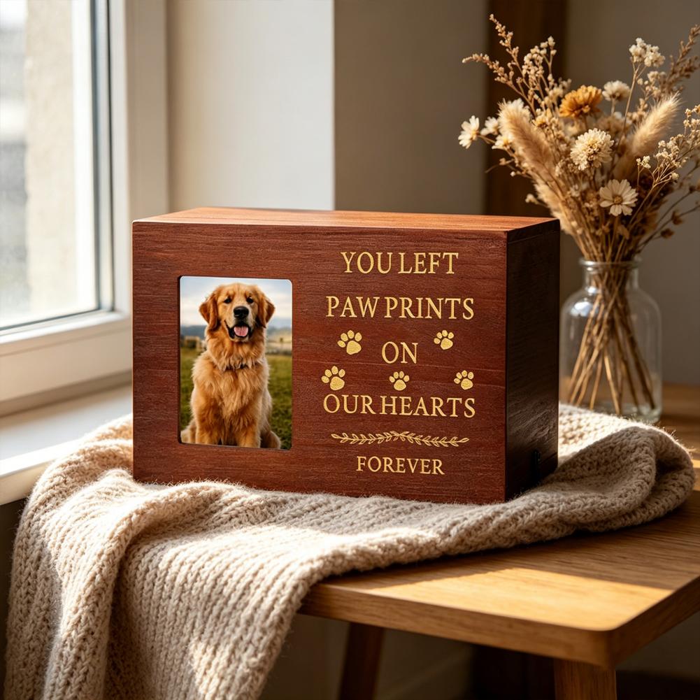 Wooden Pet Urn Solid Wood with - مراجعة Engraved Wood Frame وسعره