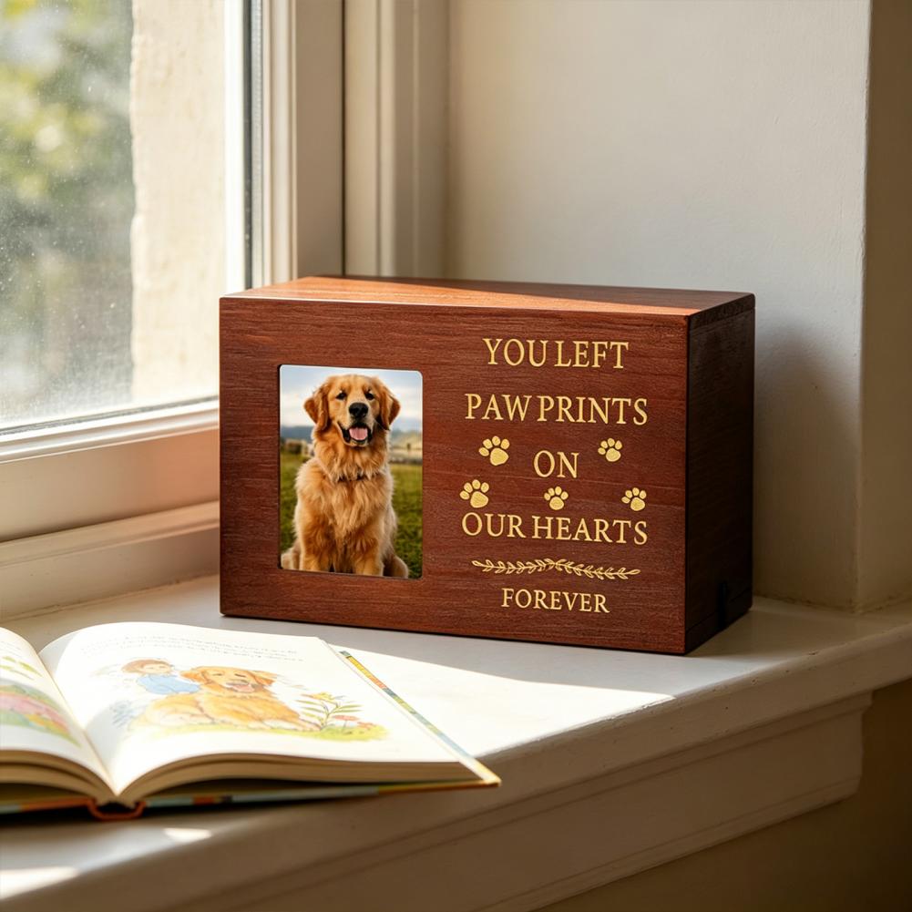 Wooden Pet Urn Solid Wood with - مراجعة Engraved Wood Frame وسعره
