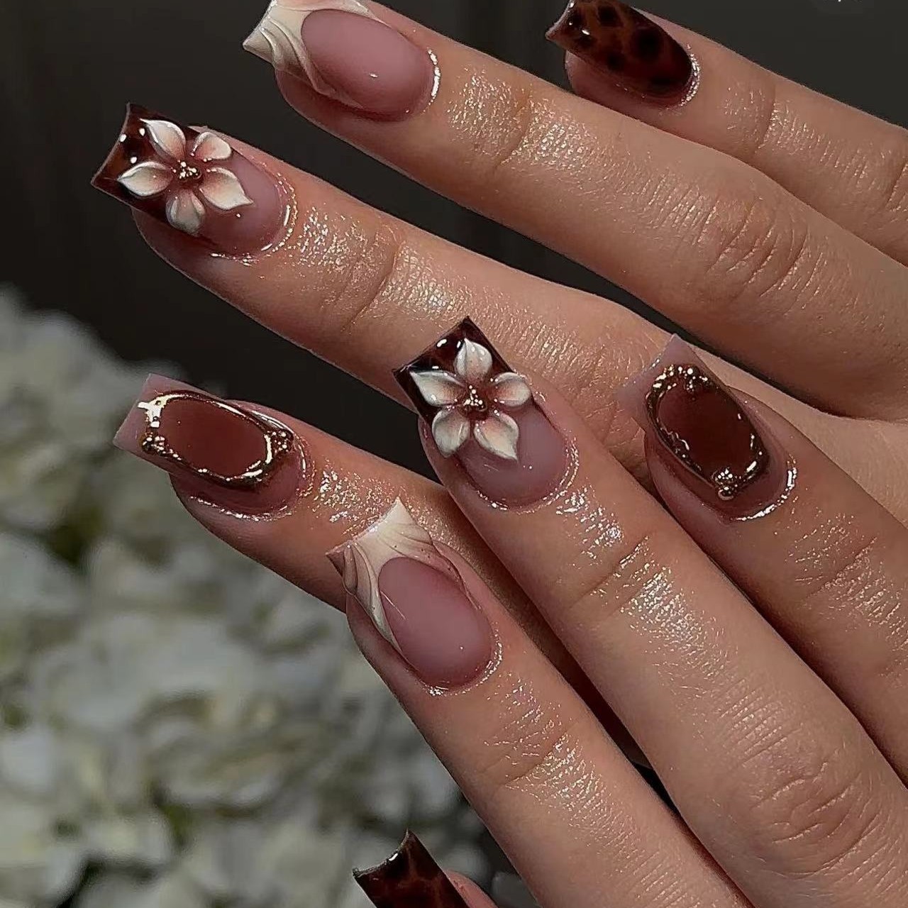 Short square fake nails for wo - مراجعة Pressed Flower Art وسعره