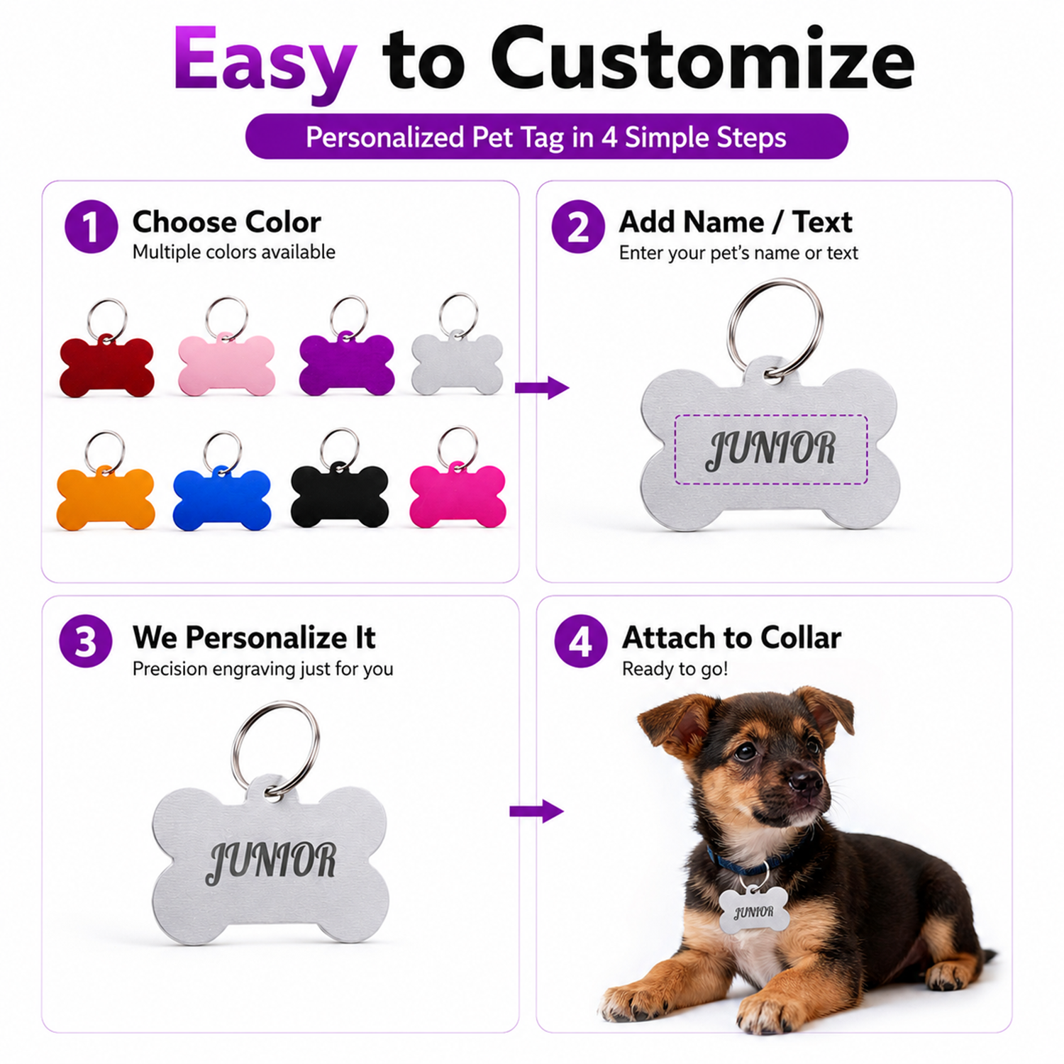Bone Shaped Custom Name Dog Ta - مراجعة Pet Portrait Custom وسعره