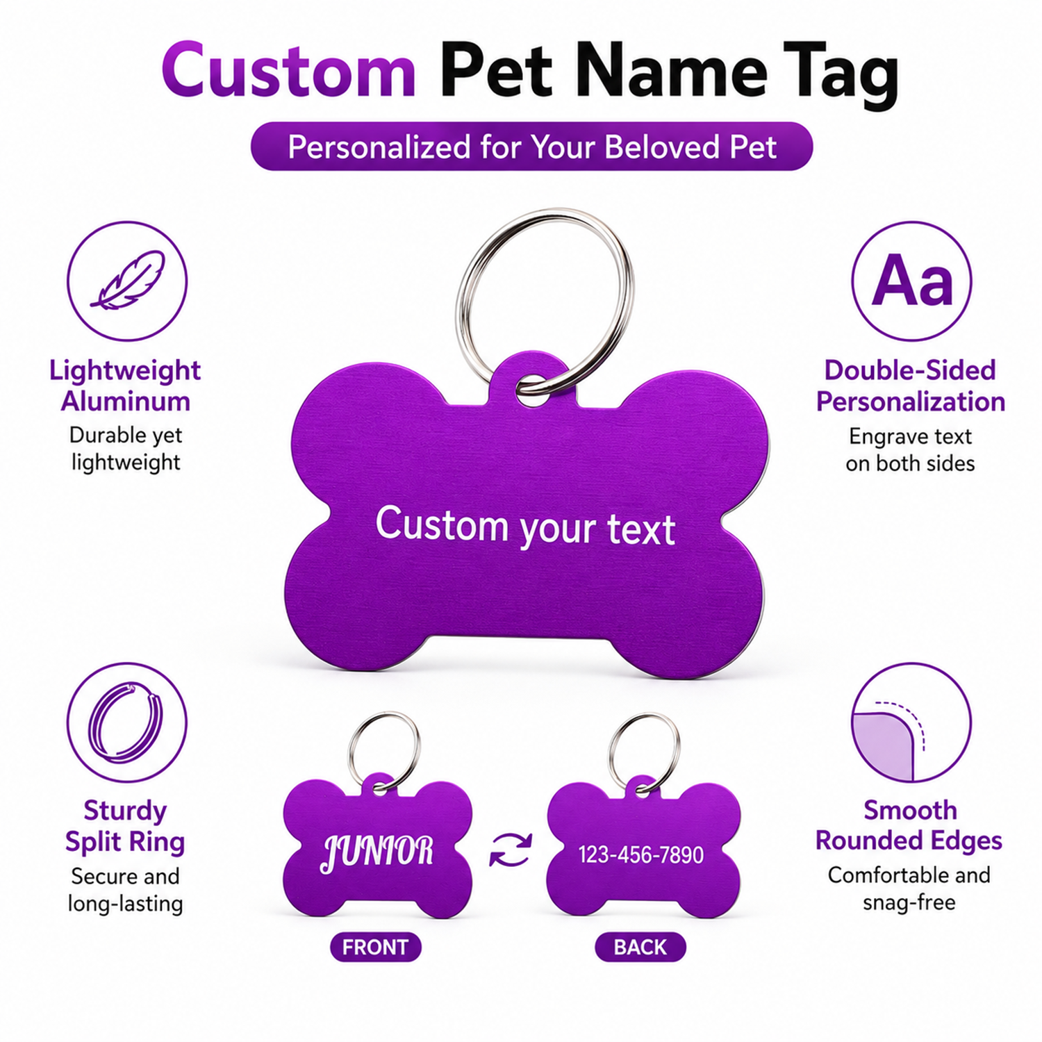 Bone Shaped Custom Name Dog Ta - مراجعة Pet Portrait Custom وسعره