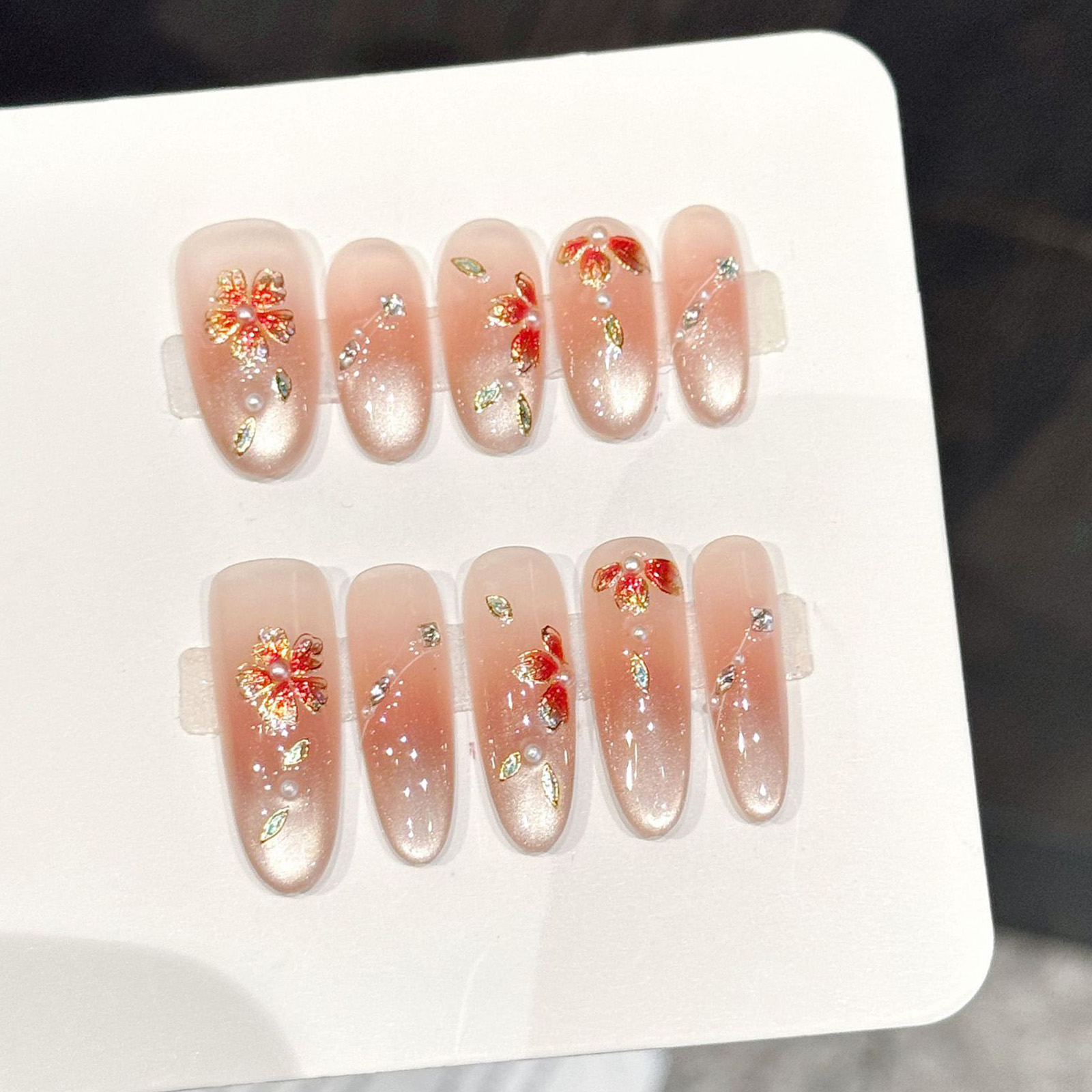 10pcs Handmade Fake Nails Pres - مراجعة Pressed Flower Art وسعره